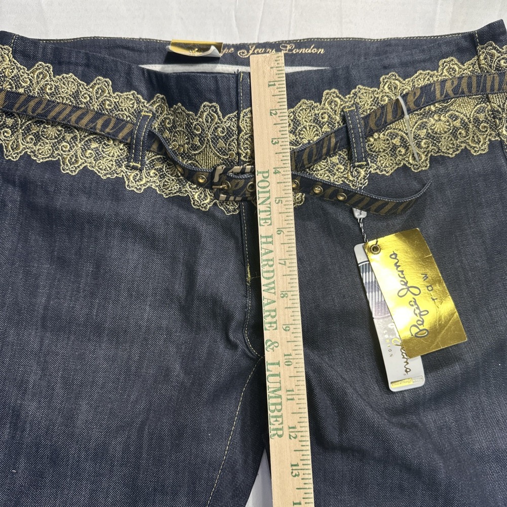 NEW Y2K Pepe Jeans London Jeans Women's Size 34 Lordes Raw Wash Embroidered Belt - Picture 11 of 16